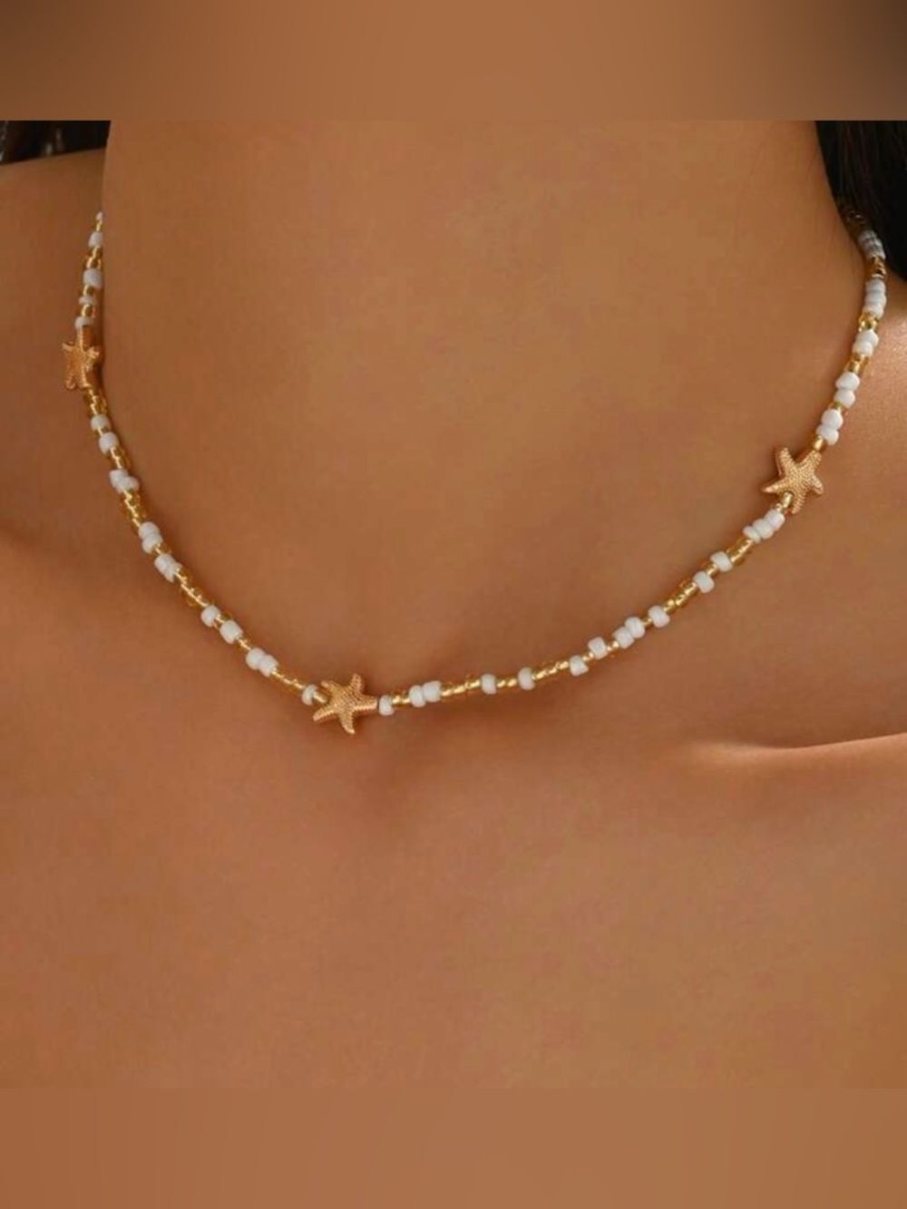 Gold Starfish Beaded Necklace M760